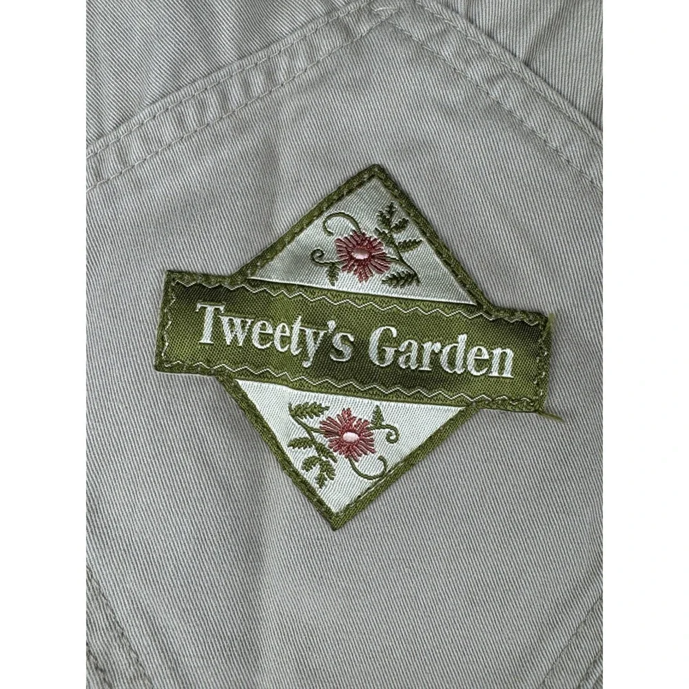 Vintage 1999 Warner Bros Tweety Bird Overalls Tan Wide Leg Carpenter Womens S - Picture 4 of 14